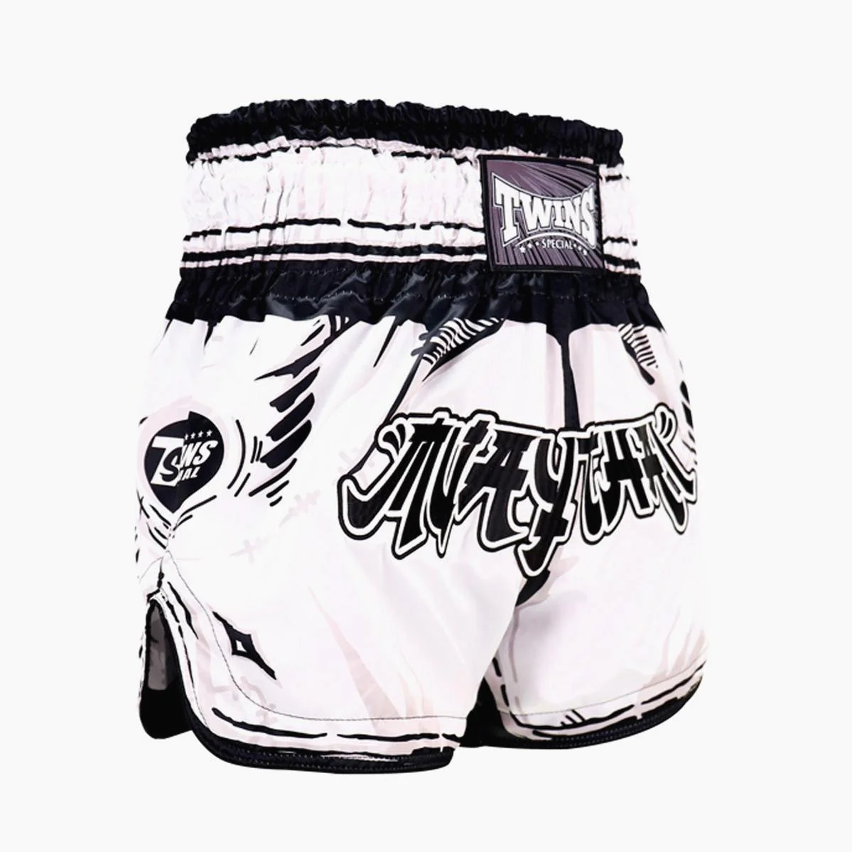 Shorts de kick-thai Twins Special Comic Blanc – Image 2